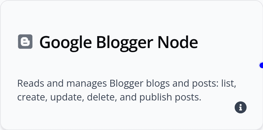 Google Blogger Tool Node