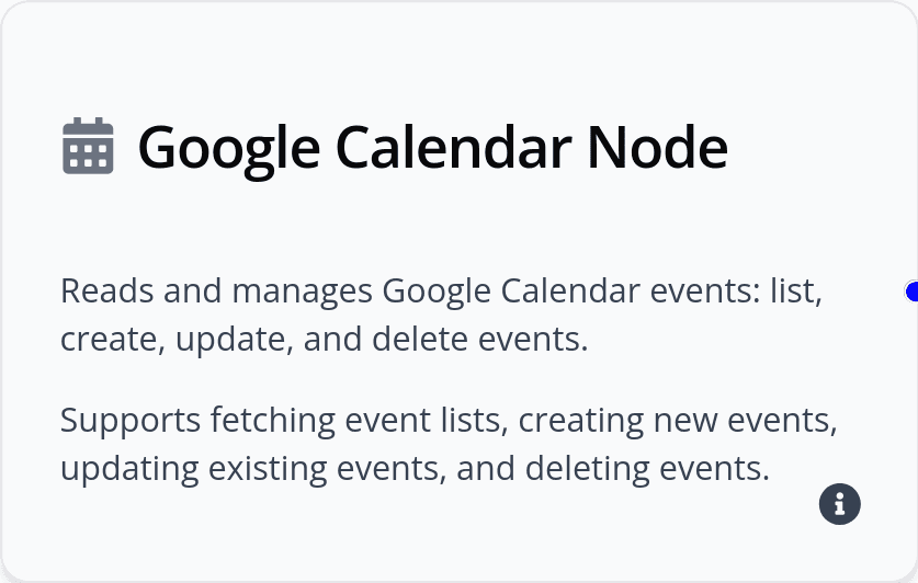 Google Calendar Tool Node