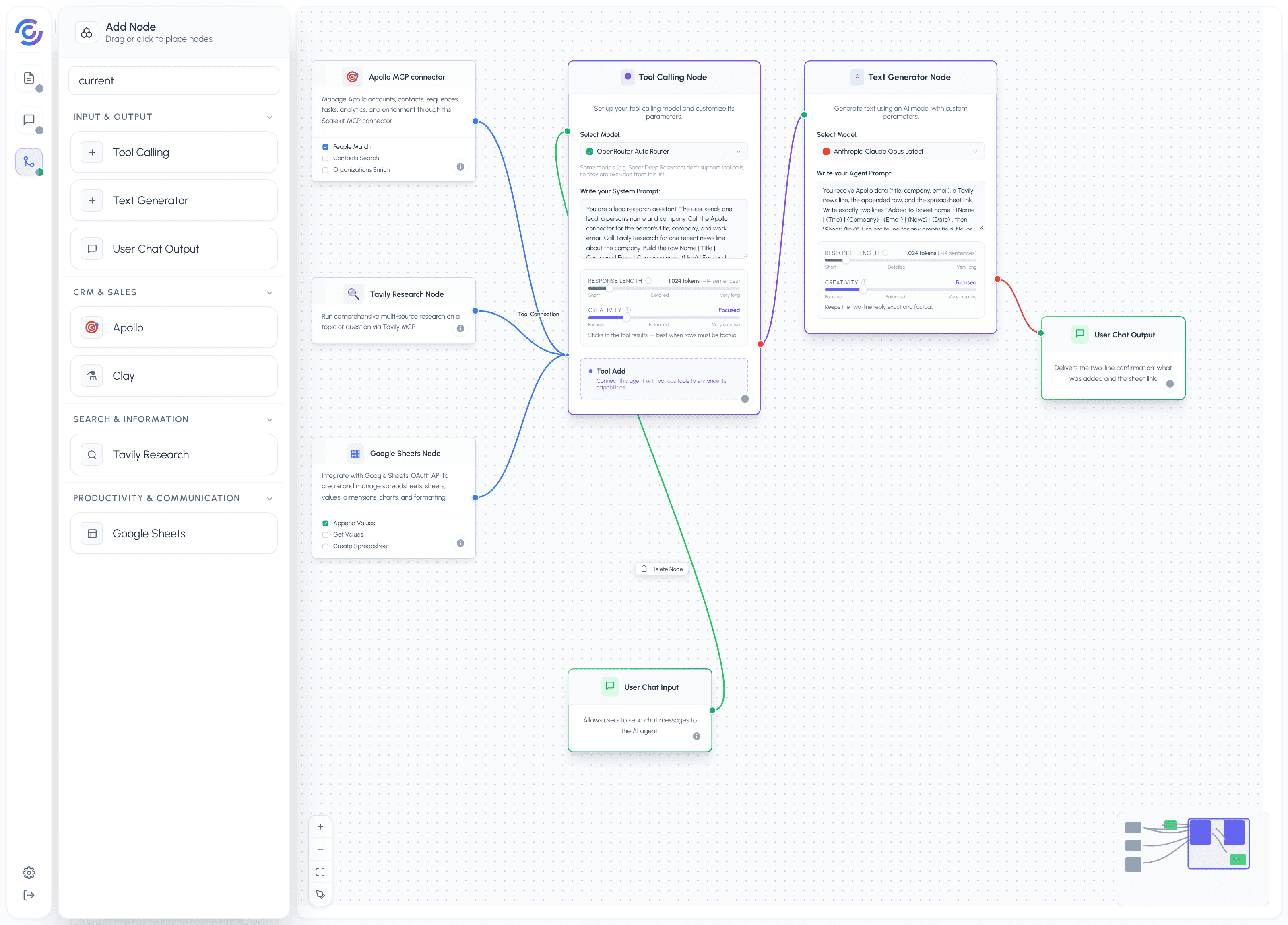 Lead Research to Sheet